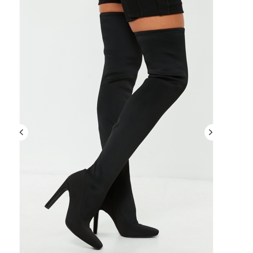 Black Square Toe Over The Knee Boots